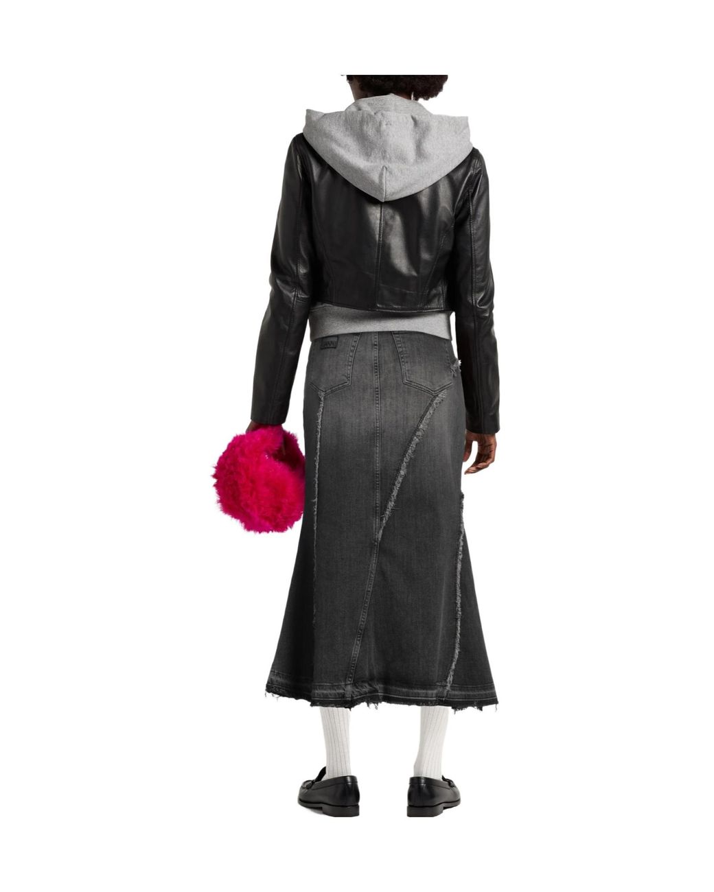Ganni Black Colorful Denim A-Line Skirt