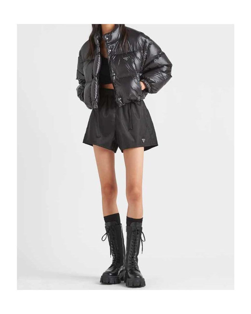 Prada Black Convertible High-Neck Down Jacket