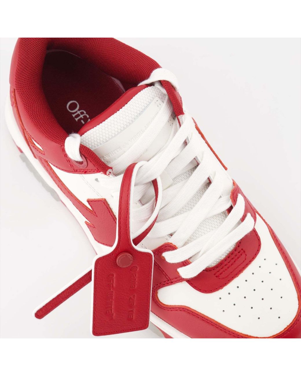 Off-White c/o Virgil Abloh Red Out Of Office Leather Sneakers