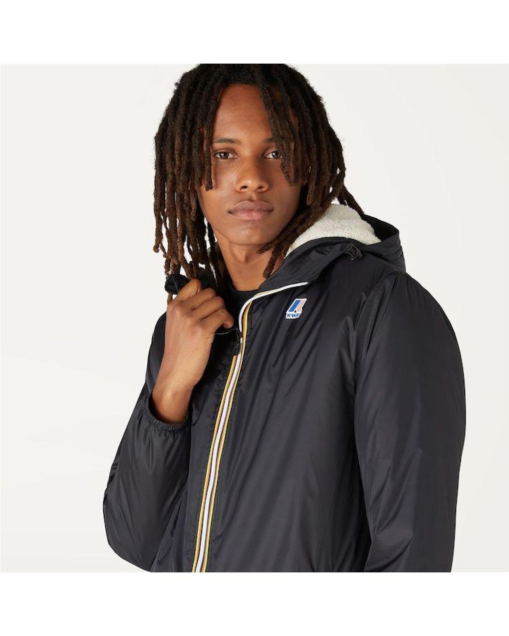 K-Way Blue Le Vrai 3.0 Eiffel Orsetto Hooded Raincoat for men