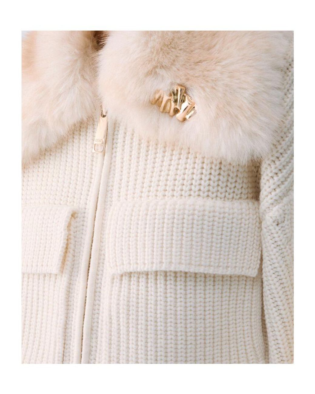 Liu Jo White Wool Bomber Jacket
