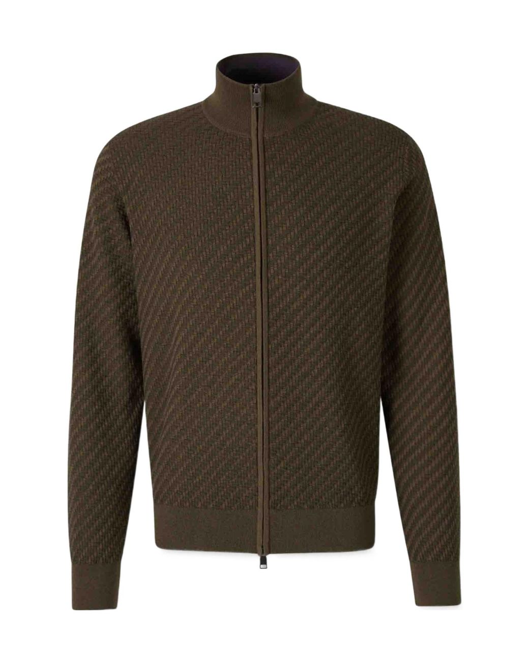 Brioni Green Knitted Zip-Up Cardigan for men