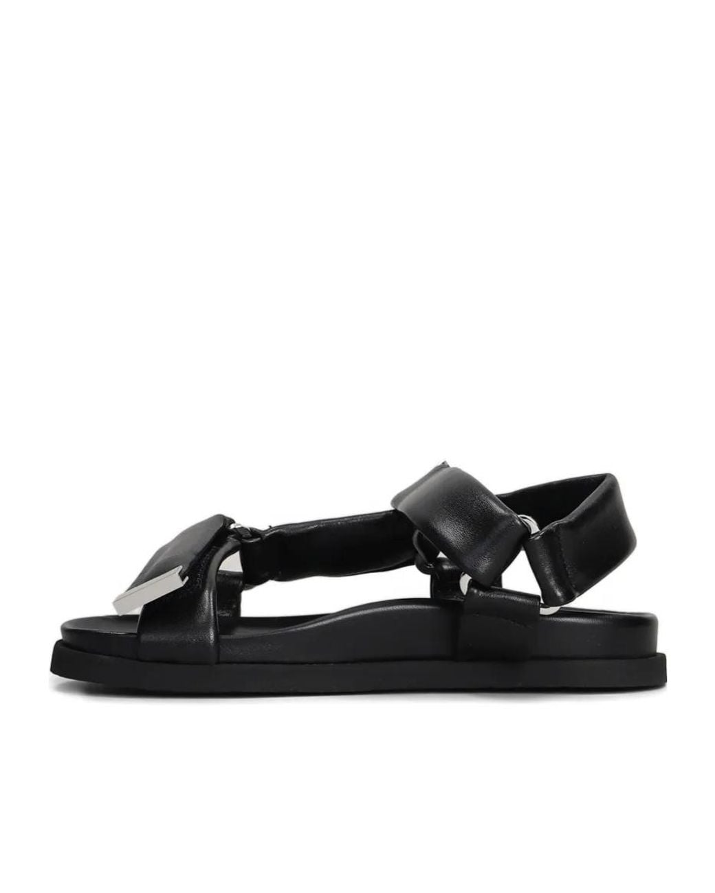 The Attico Black Salinas Leather Flat Sandals