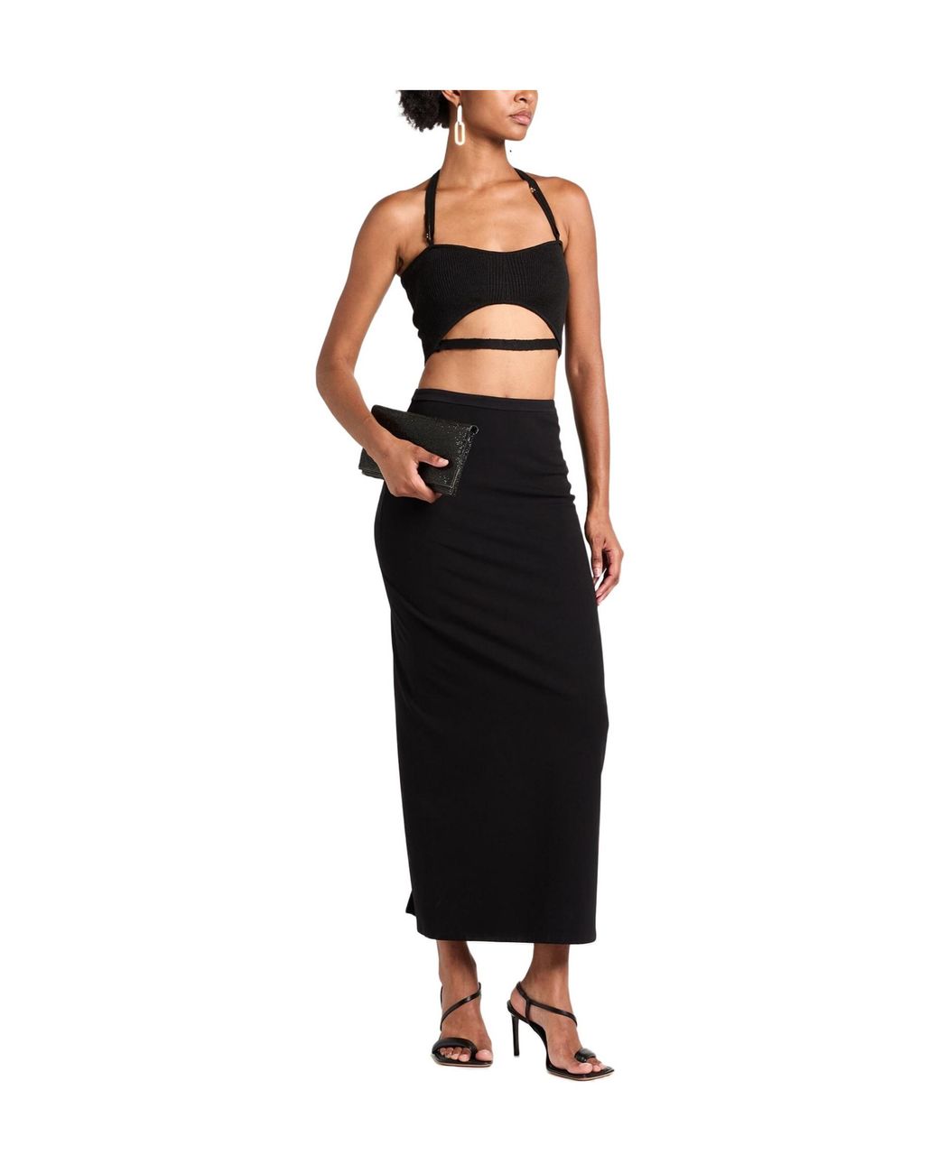 Jacquemus Black Solid-Colored Knitted Cropped Tank Top