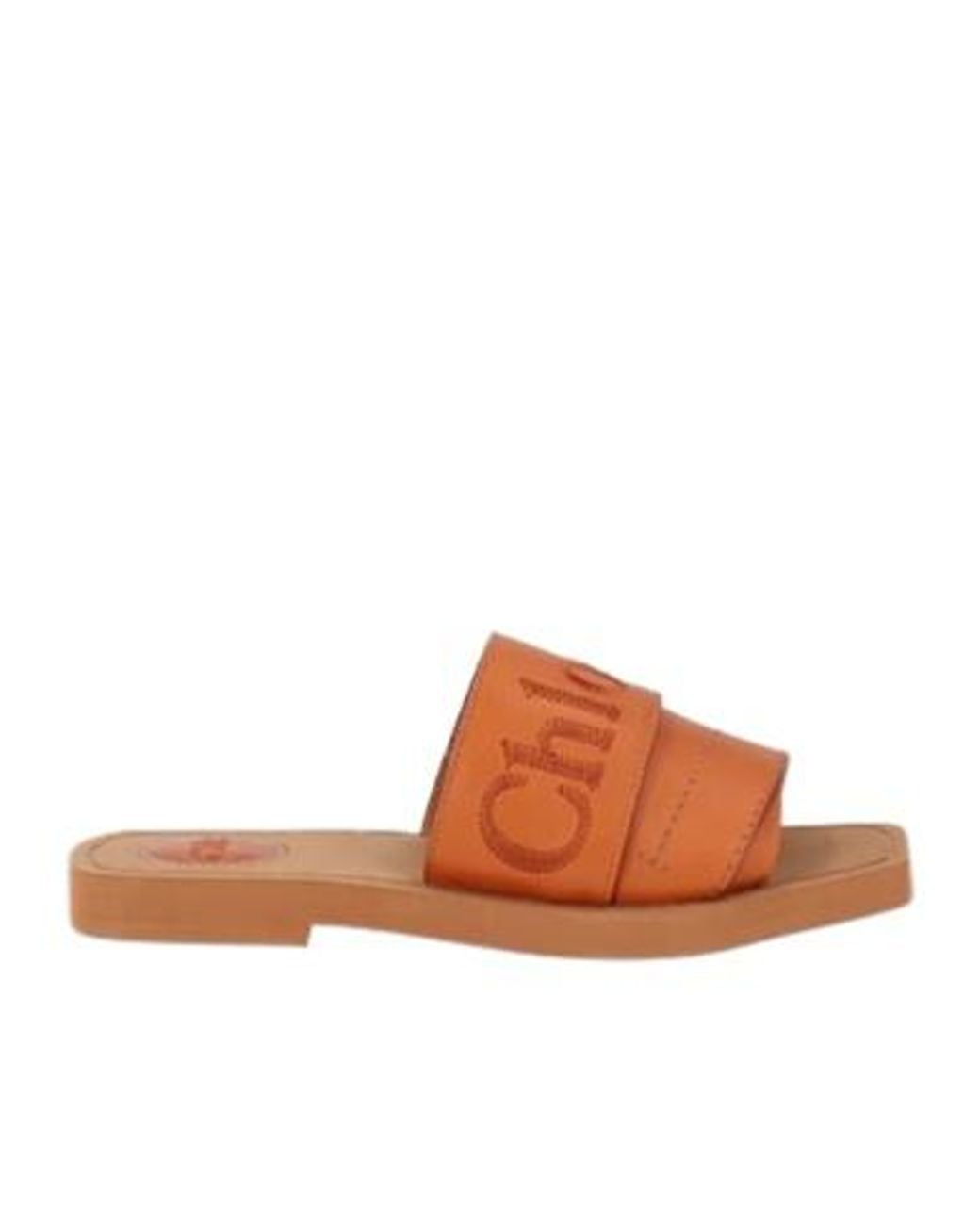 Chloé Brown Embroidered Square-Toe Slippers