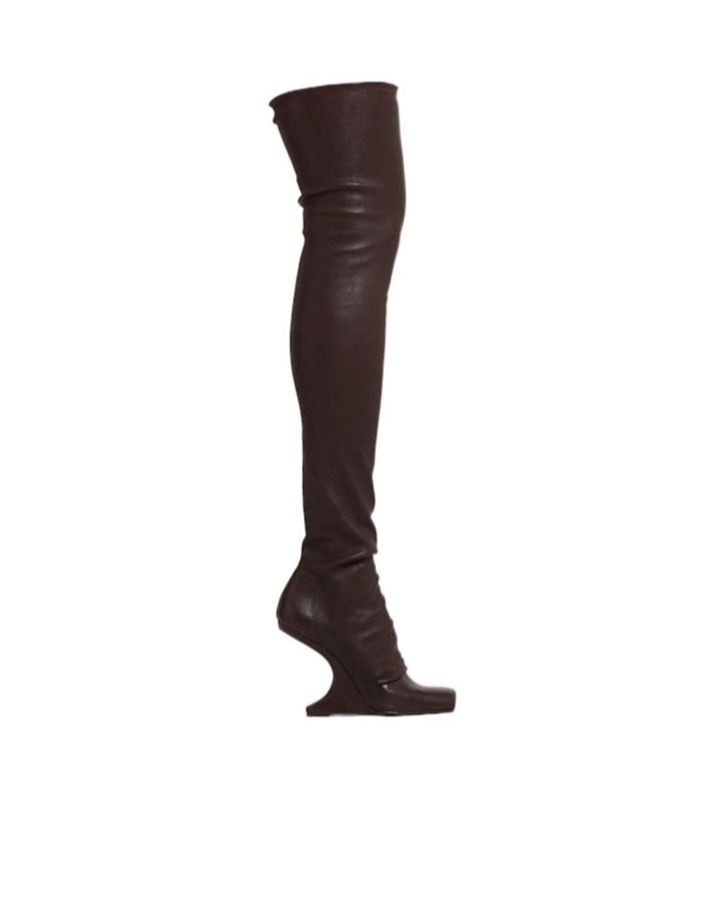 Rick Owens Brown Cantilever Leather Thigh-High Boot