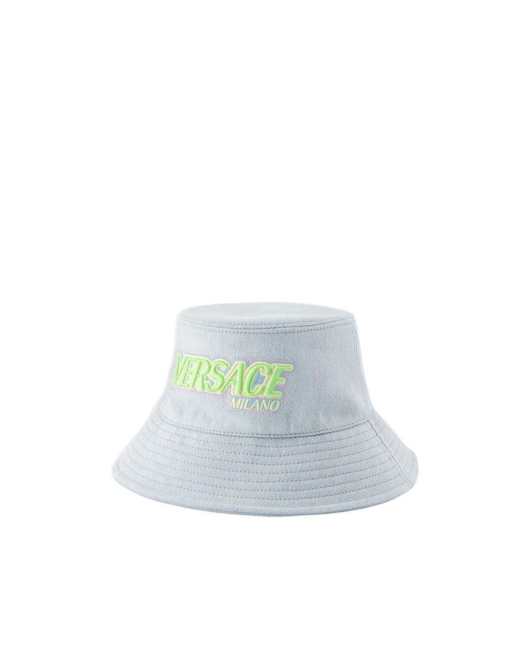 Versace White Embroidered Logo Bucket Hat for men