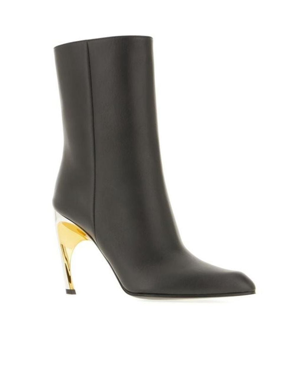 McQueen Black 95Mm Leather Ankle Boots