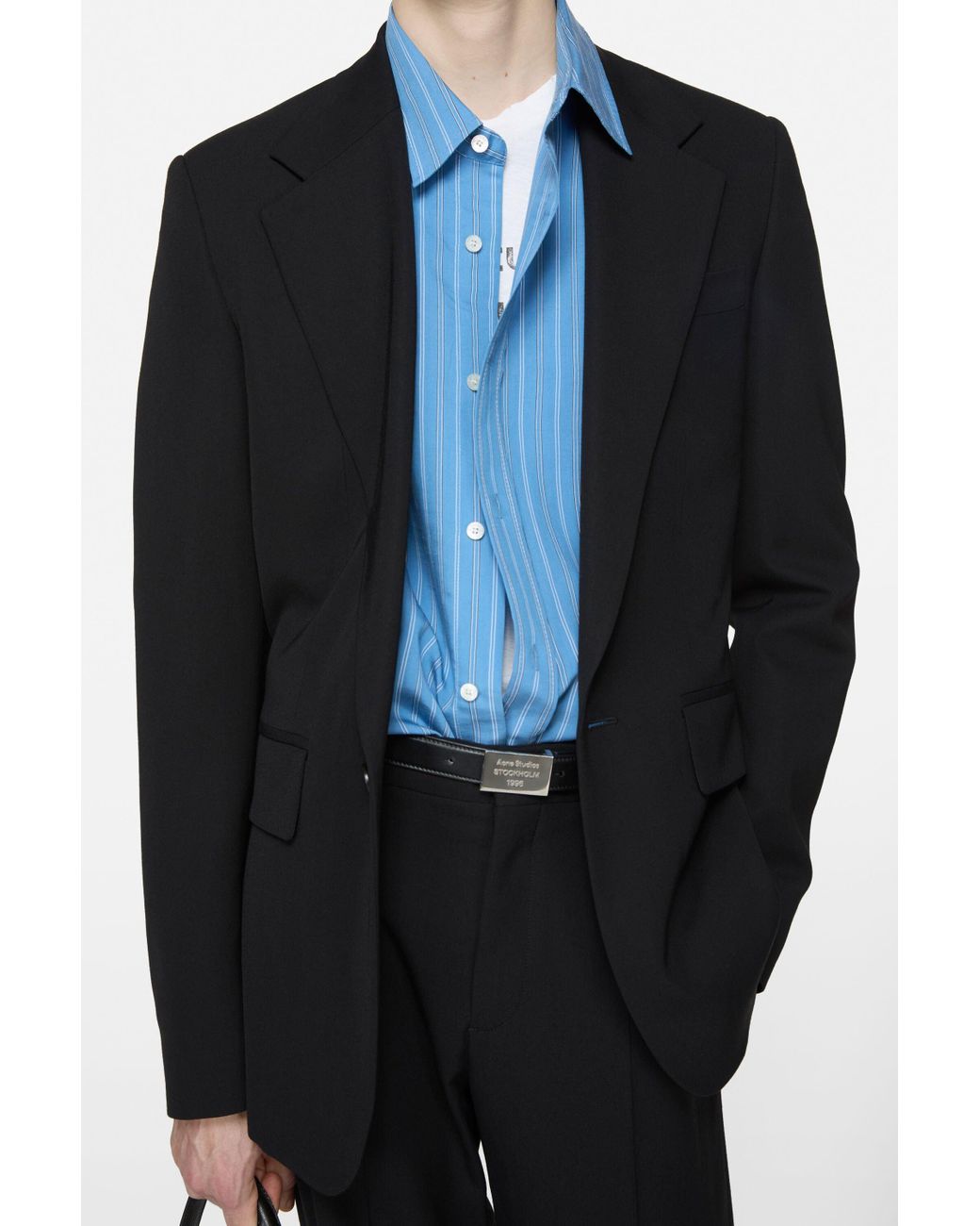 Acne Black Fitted Suit Jacket for men