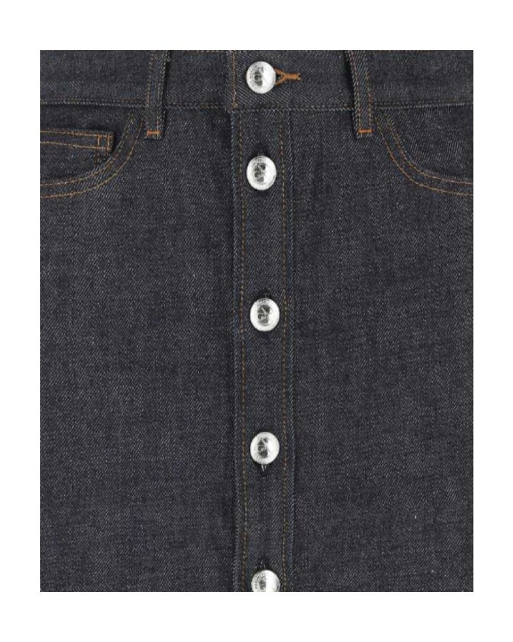 A.P.C. Blue Button-Down Denim Skirt