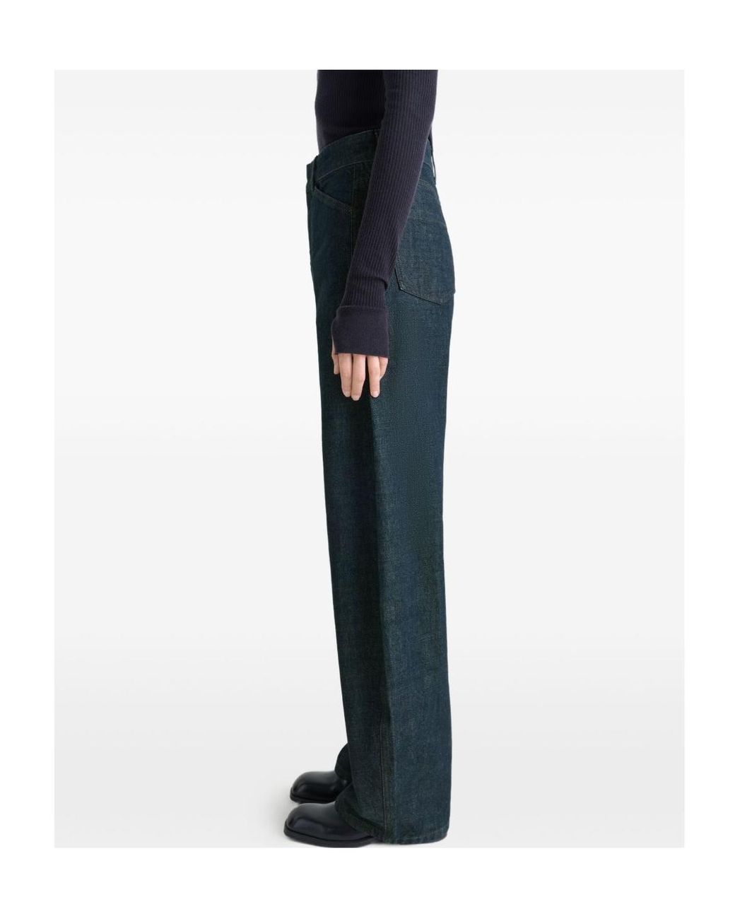 Lemaire Blue High Waisted Curved Pants