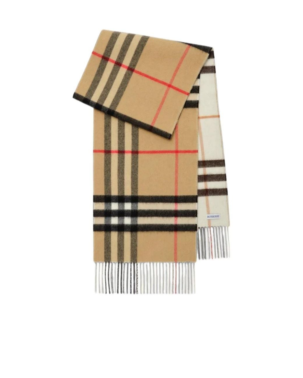 Burberry Natural Reversible Check Cashmere Scarf for men