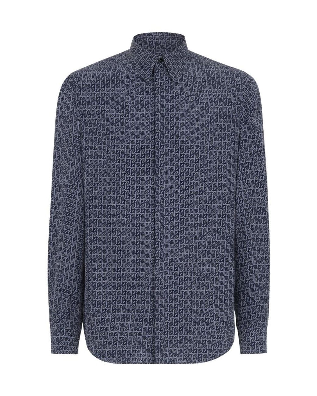 Fendi Blue Silk Shirt for men