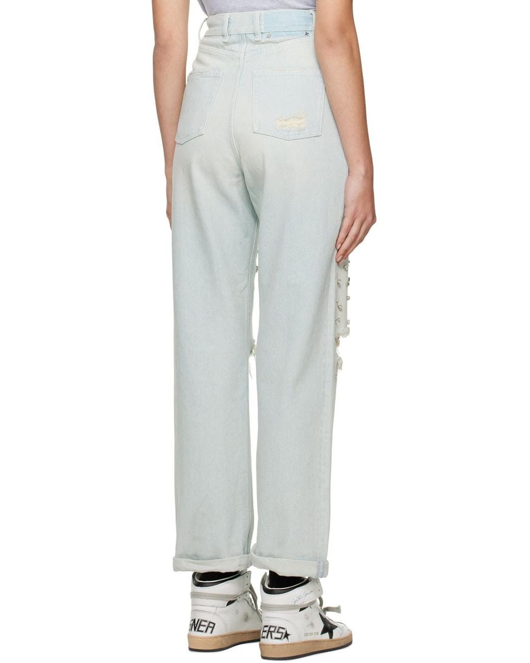 Golden Goose Deluxe Brand Gray Distressed Embellished Jeans