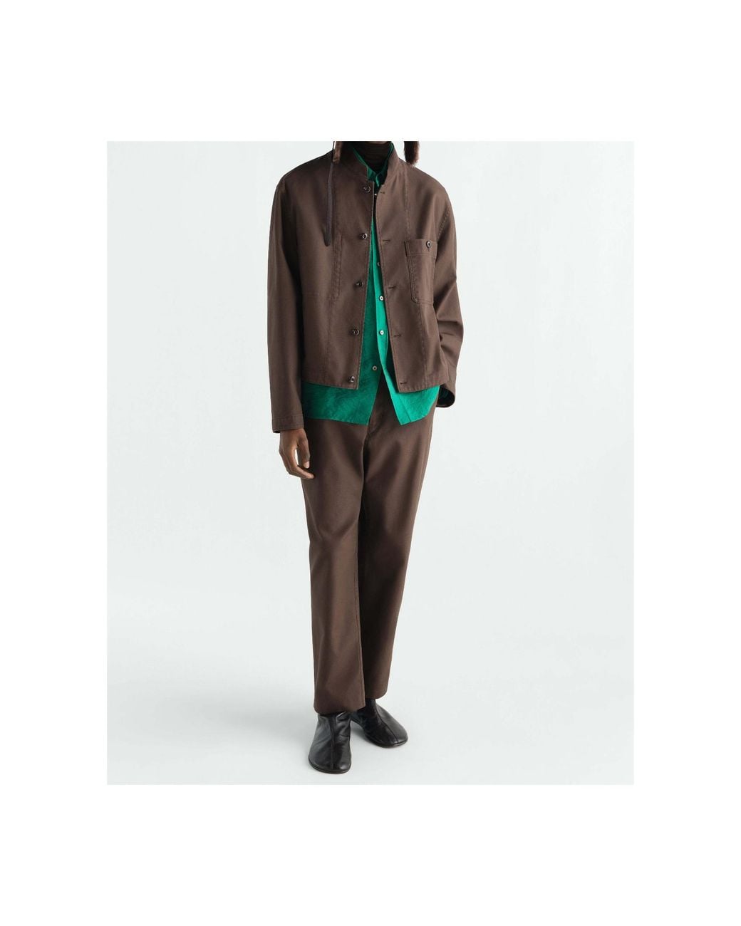Lemaire Brown Stand Collar Jacket for men