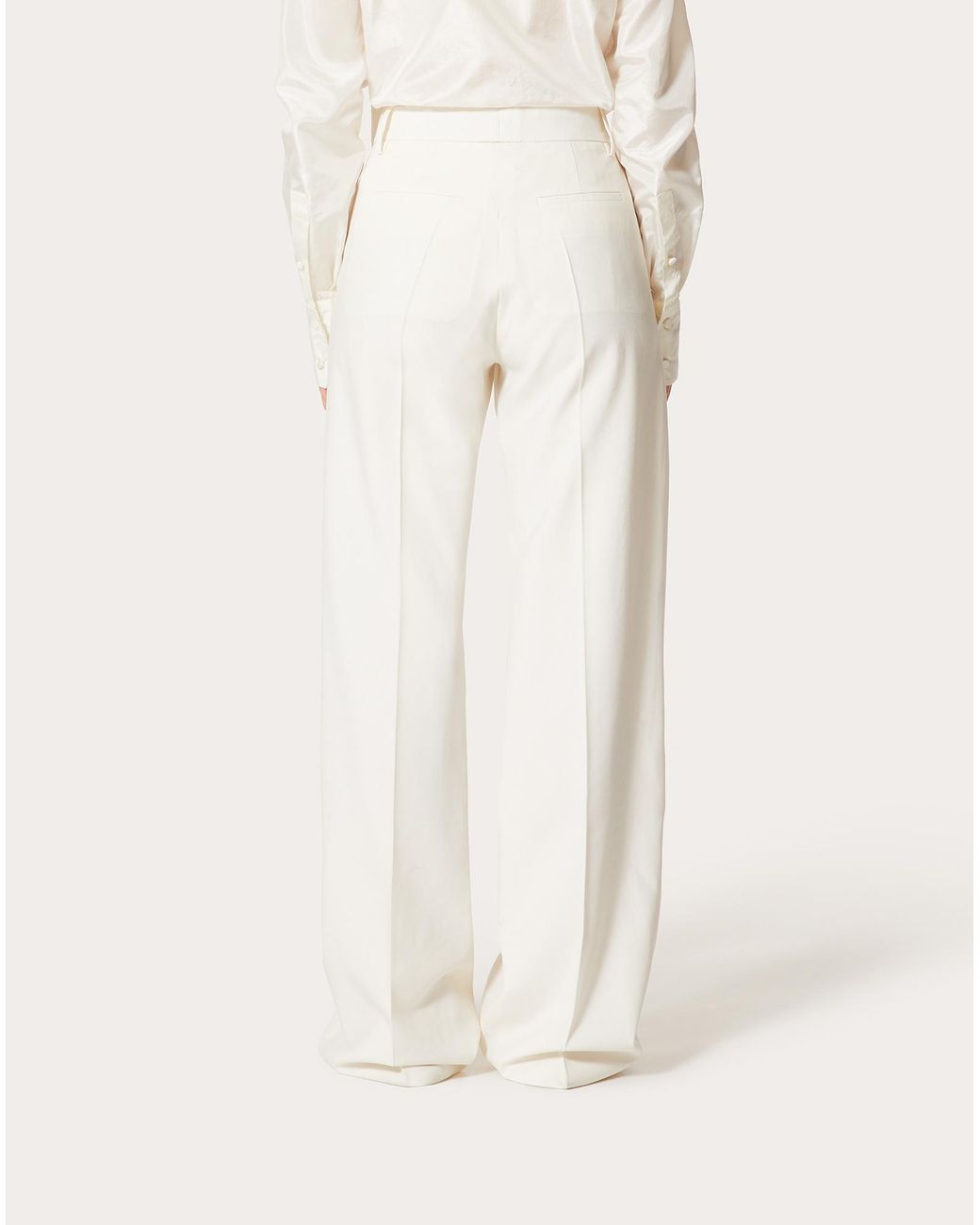 Valentino White High Waist Wide Leg Pants