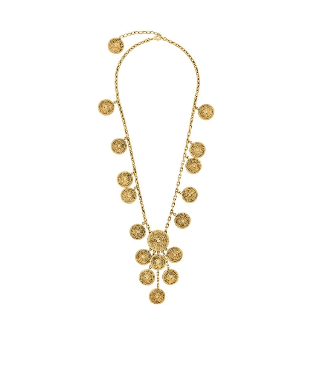 Saint Laurent Metallic Yves Charm Necklace
