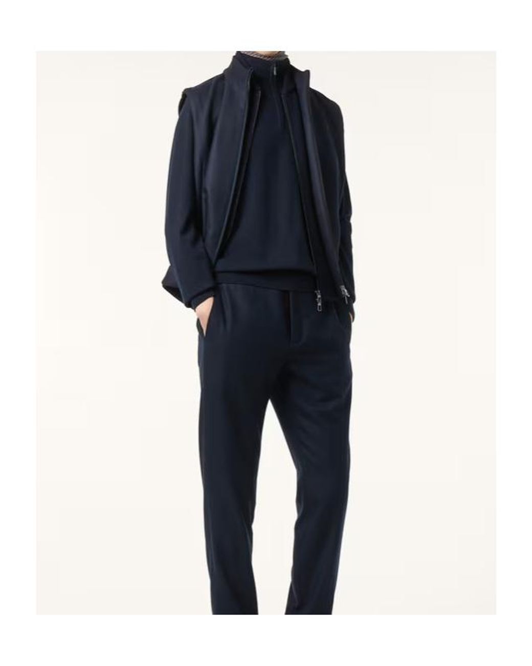 Loro Piana Blue High-Necked Long-Sleeved Sweater for men