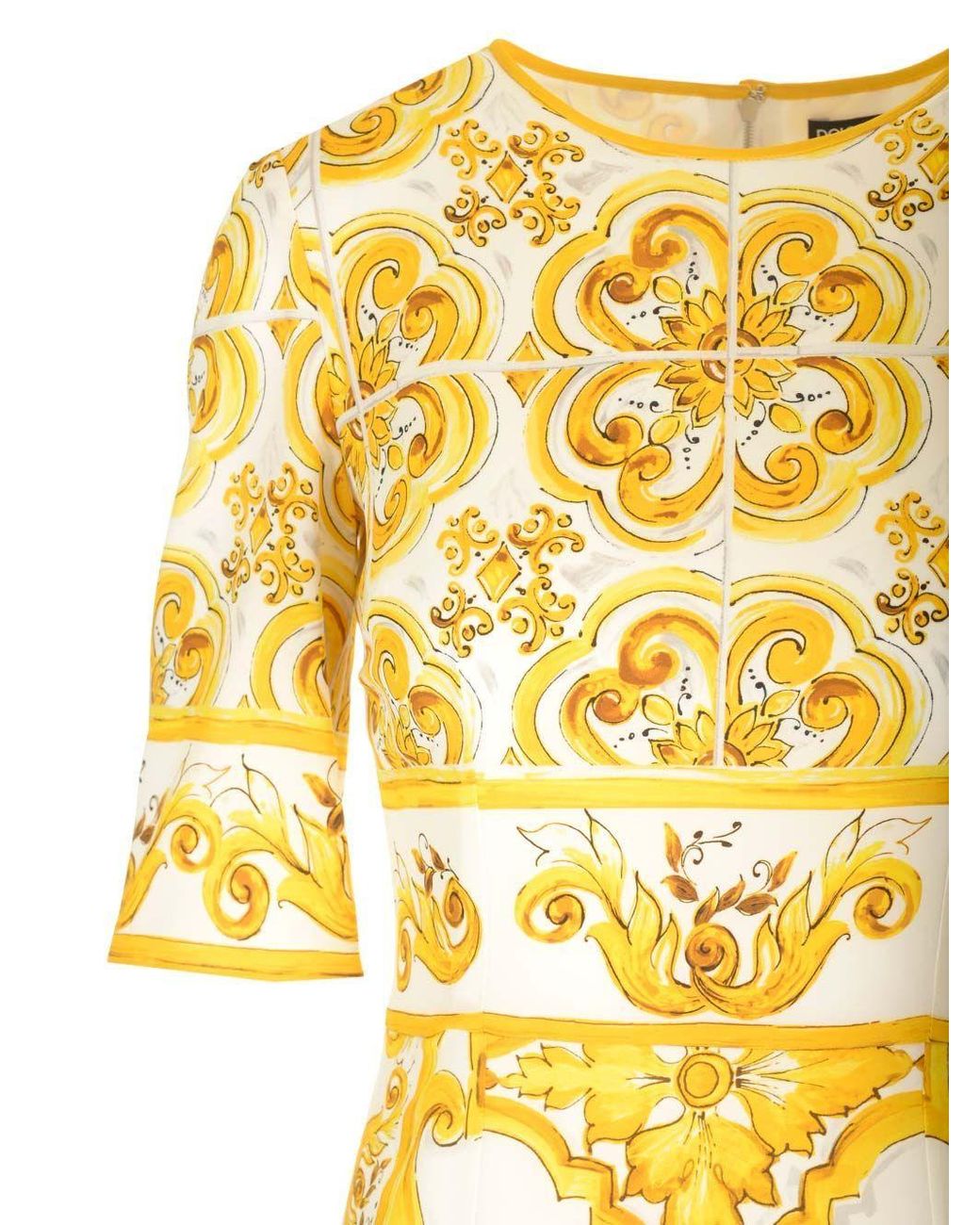 Dolce & Gabbana Metallic Silk Majolica-Print Dress