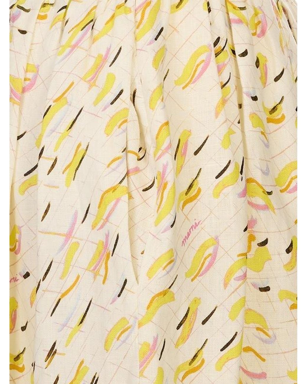 Marni White Brushstroke Wave Printed Midi Skirt