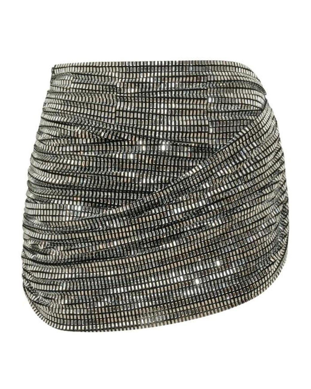 Self-Portrait Gray Draped Embellished Mini Skirt