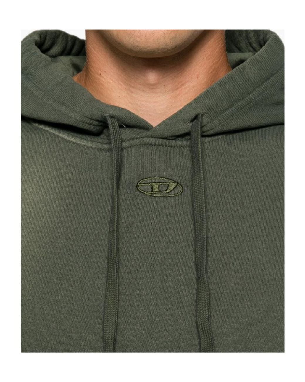 DIESEL Green Pock Distressed Hoodie for men
