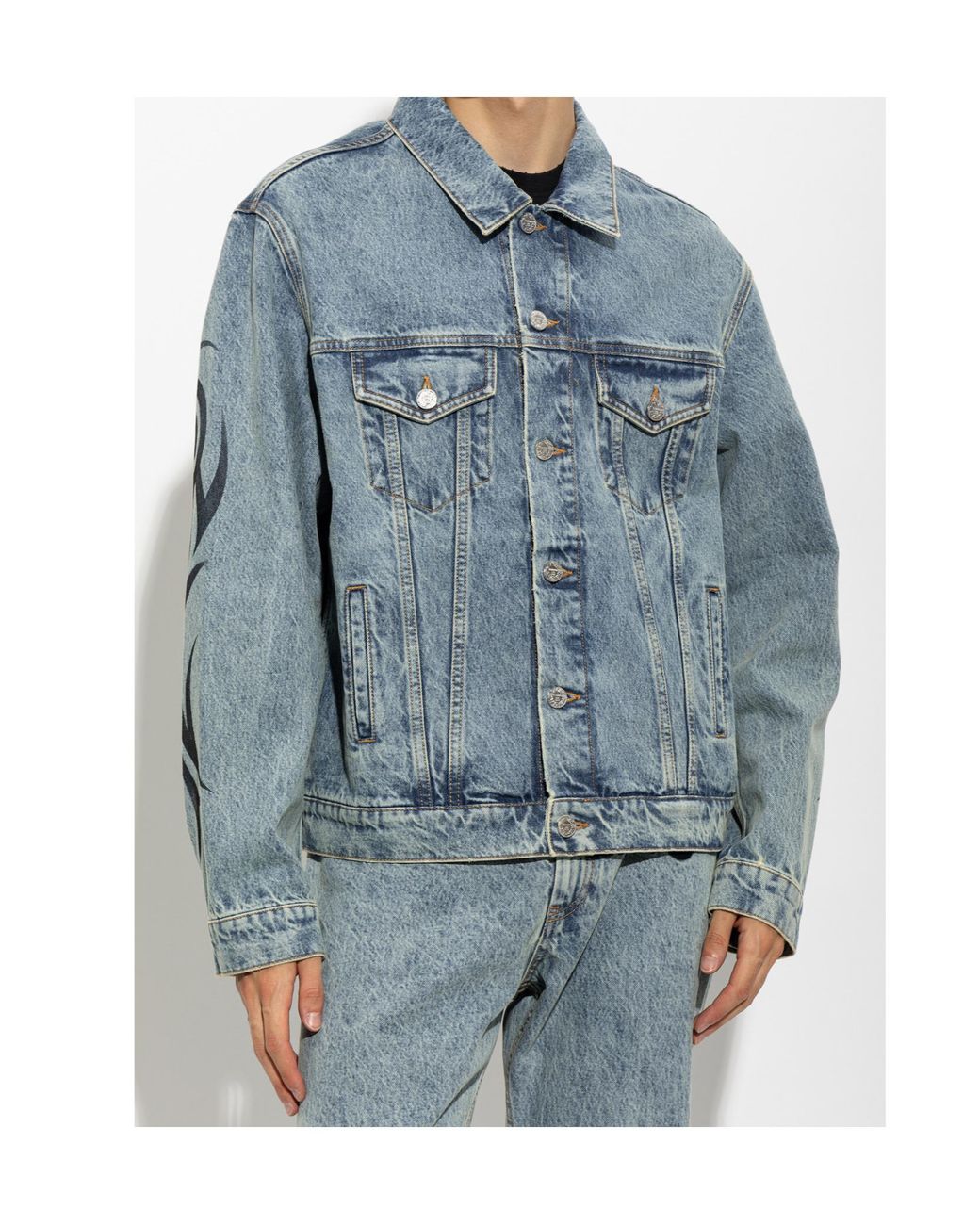 Vetements Blue Long-Sleeve Denim Jacket for men
