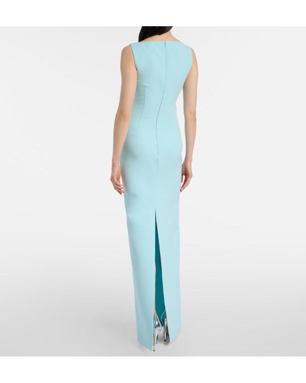 Roland Mouret Blue Floral-Applique Gown