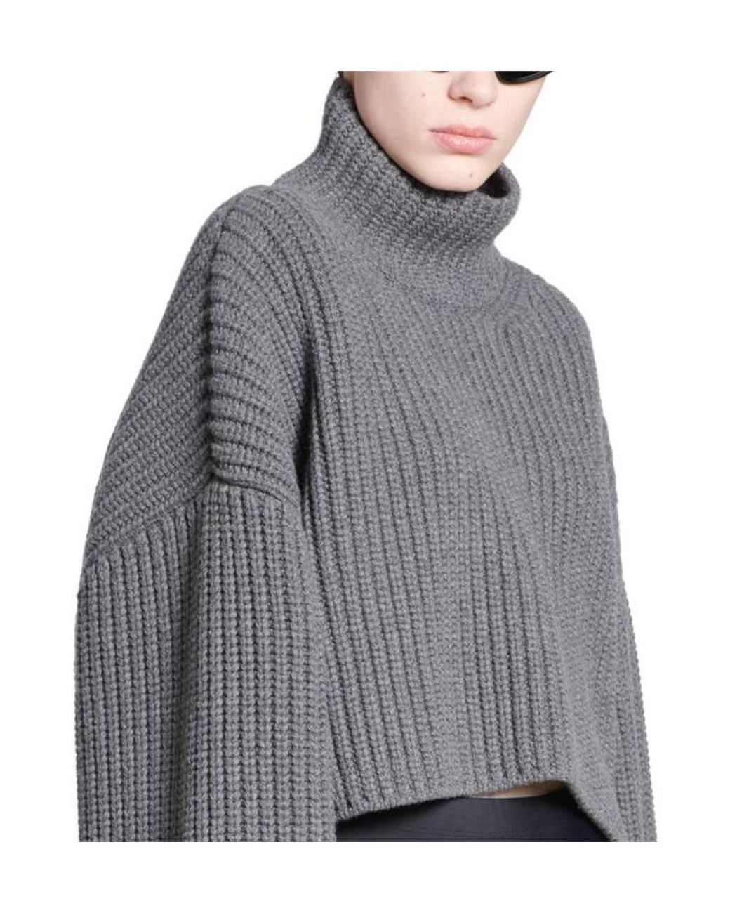Balenciaga Gray Cropped Sweater for men