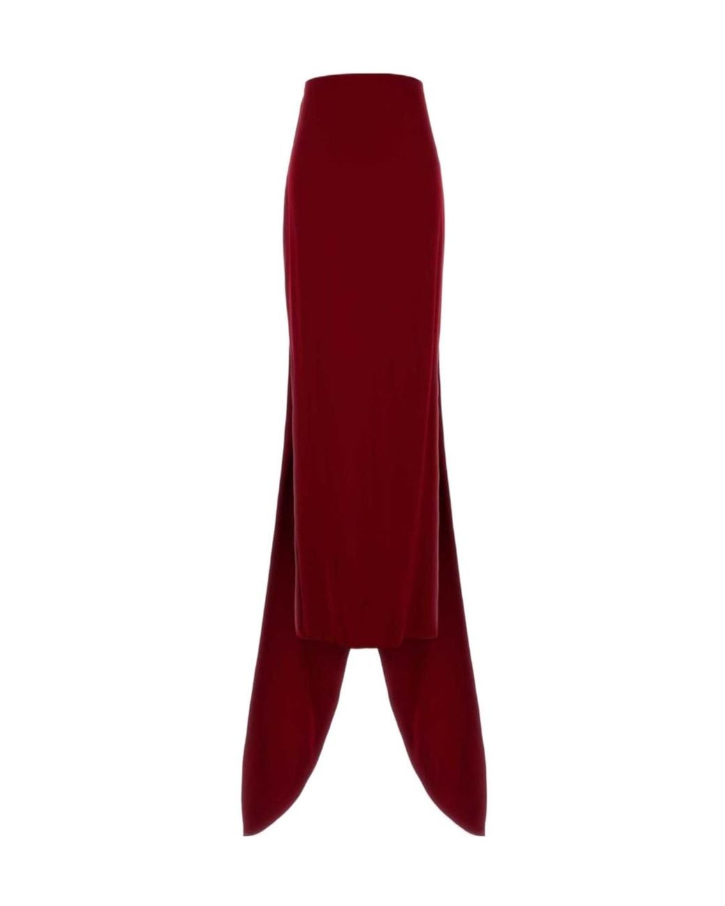 Valentino Red Draped High-Slit Skirt