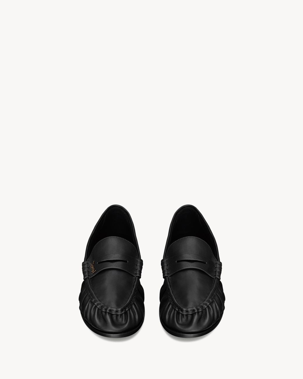 Saint Laurent Black Ruched Penny Loafers for men