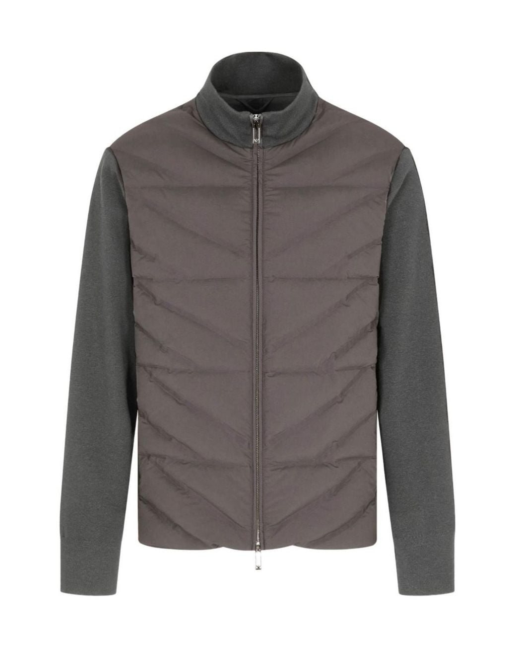 Emporio Armani Gray Quilted Panelled Padded Jacket for men
