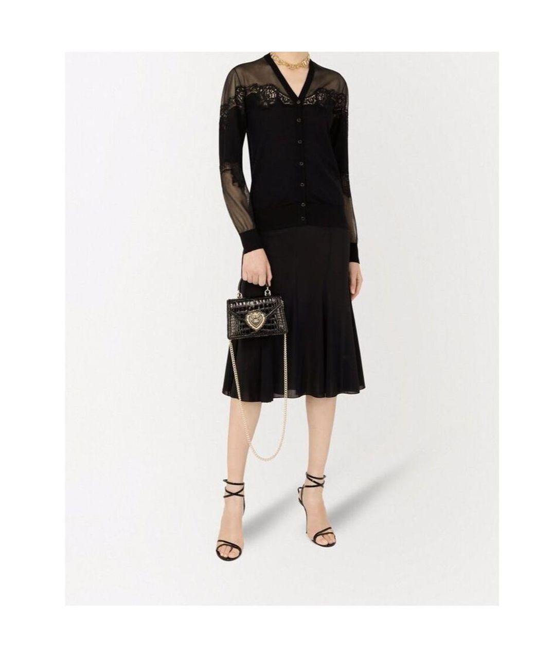 Dolce & Gabbana Black Lace-Trim Cardigan