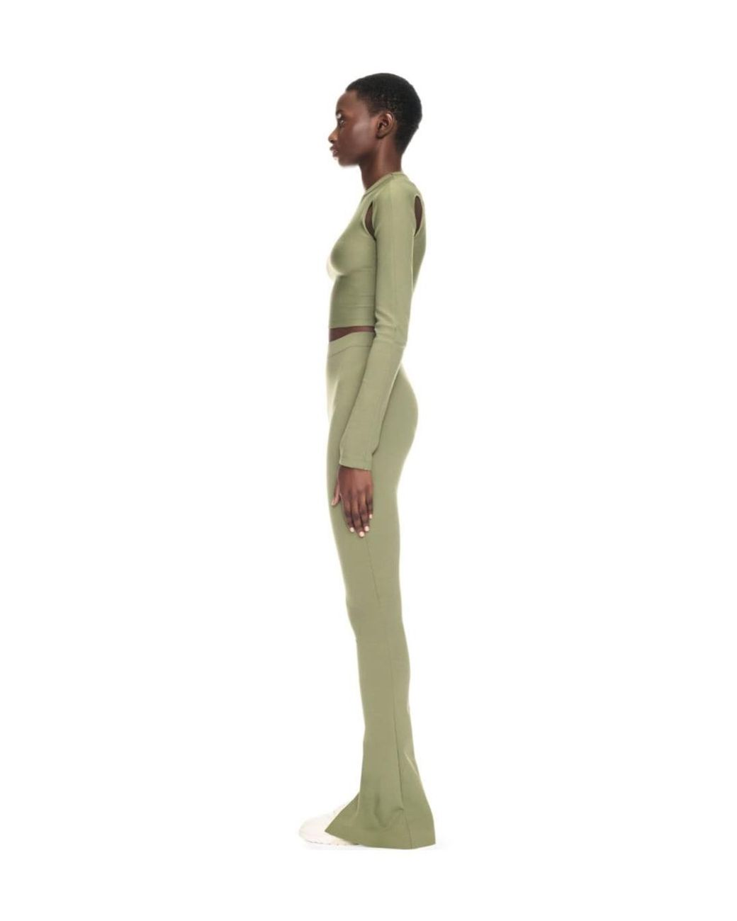 Off-White c/o Virgil Abloh Green Logo-Print Bootcut Leggings