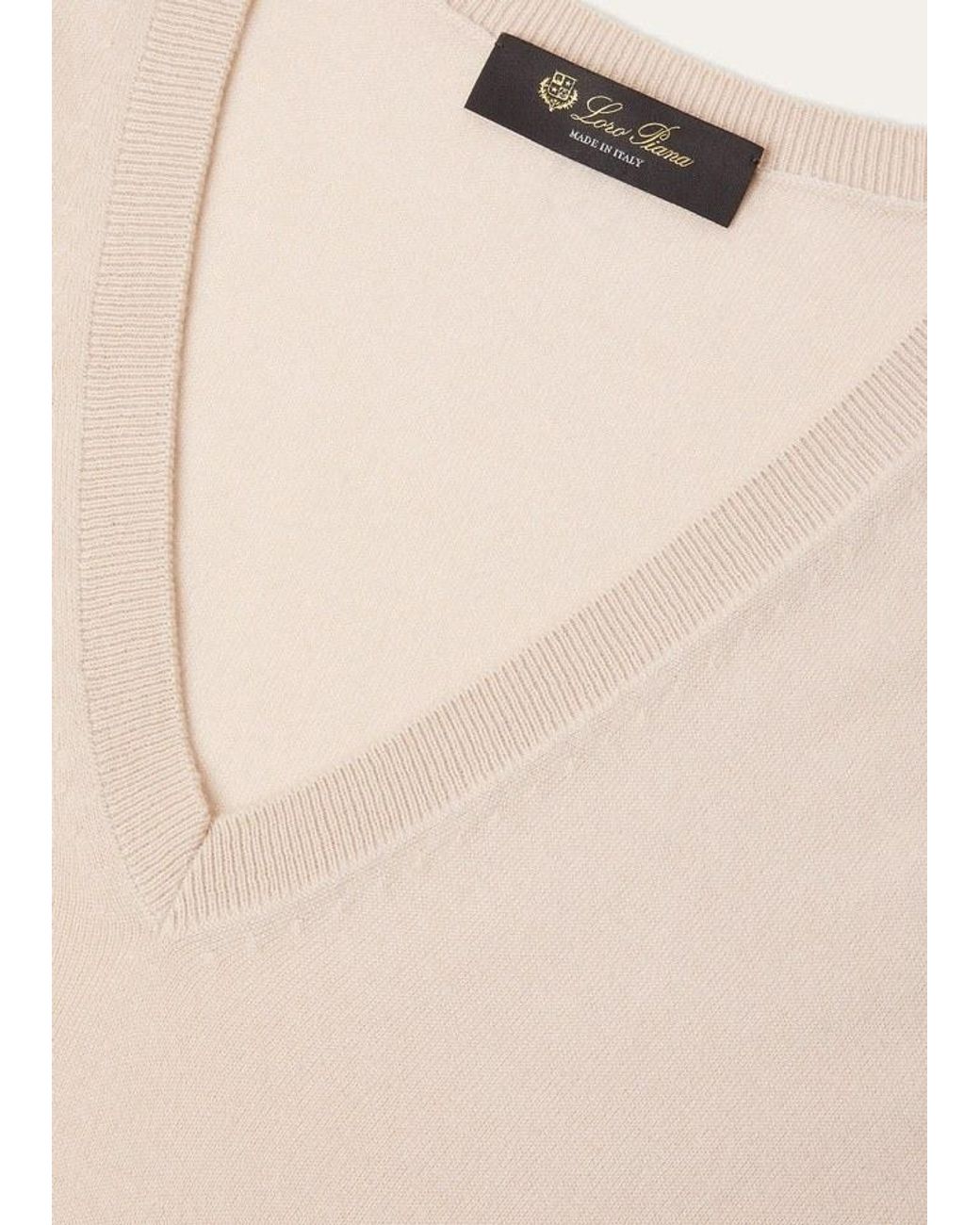 Loro Piana White V-Neck Long-Sleeved Top