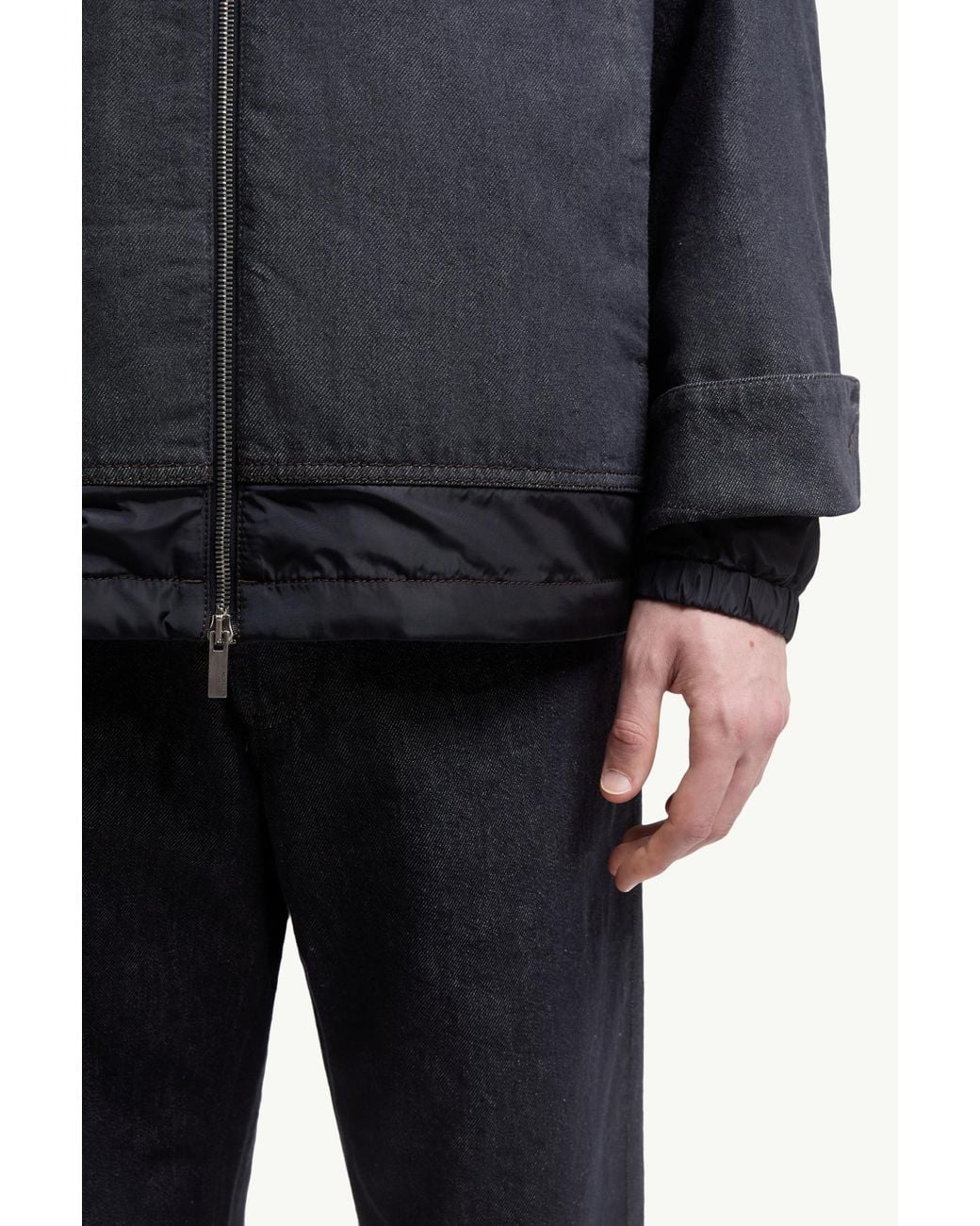 Moncler Blue Zip-Up Denim Jacket for men