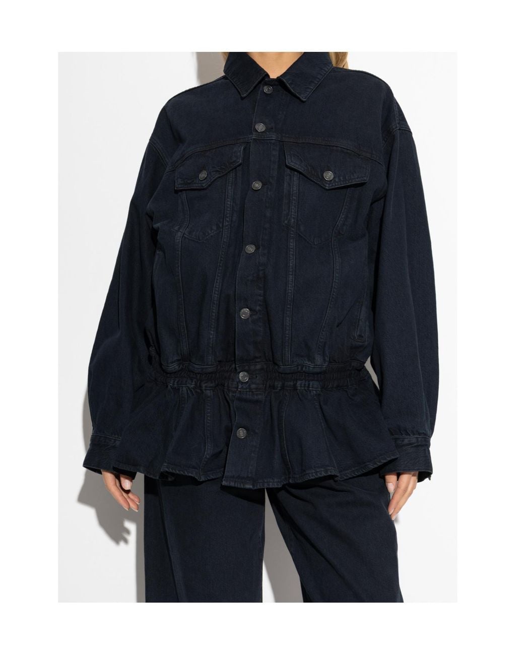 Agolde Blue Peplum Denim Jacket