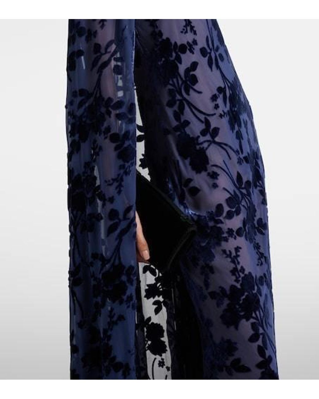 Rodarte Blue Caped Off-Shoulder Jacquard Maxi Dress