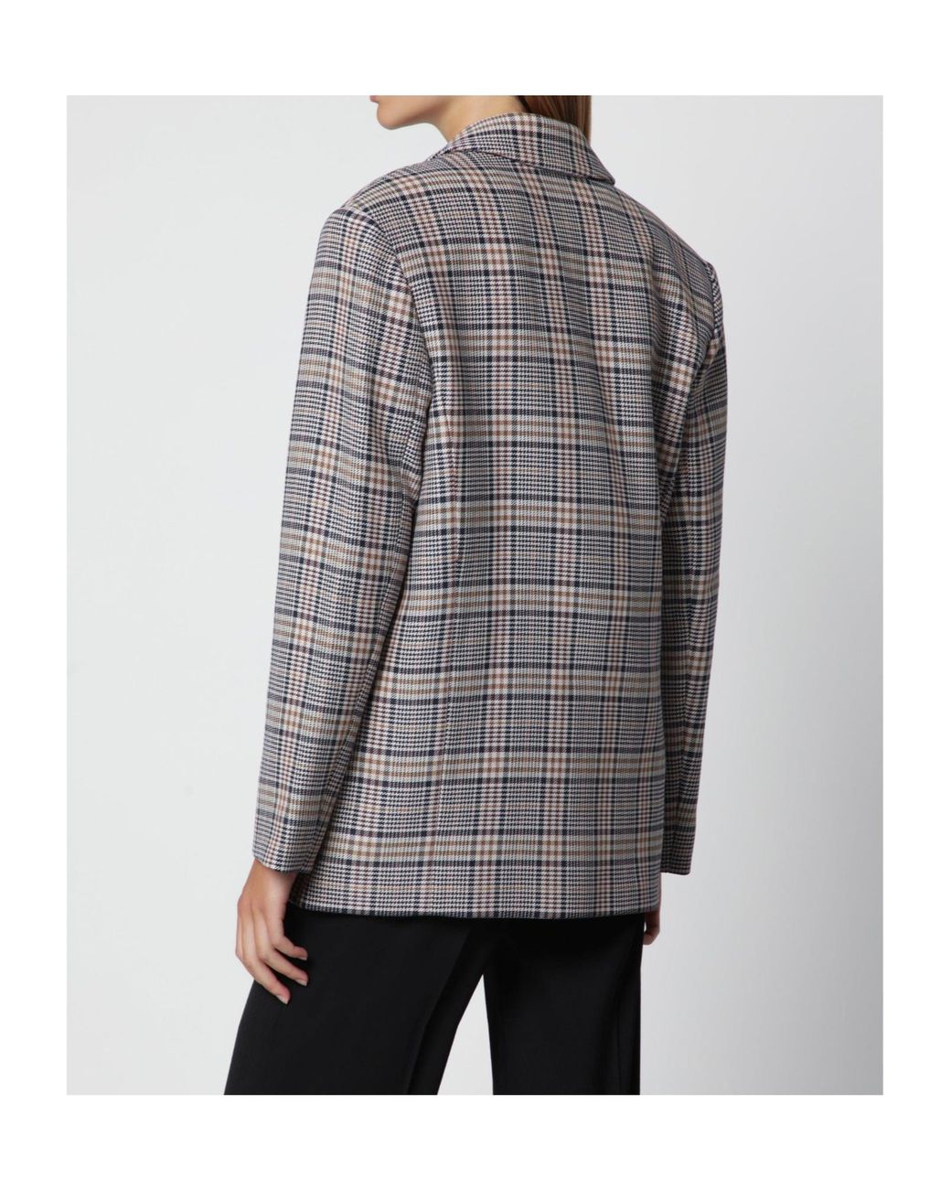 Anine Bing Gray Checked Oversized Blazer
