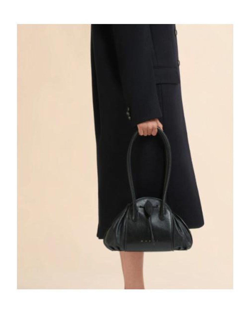 Marni Black Tulipea Logo Stamped Shoulder Bag