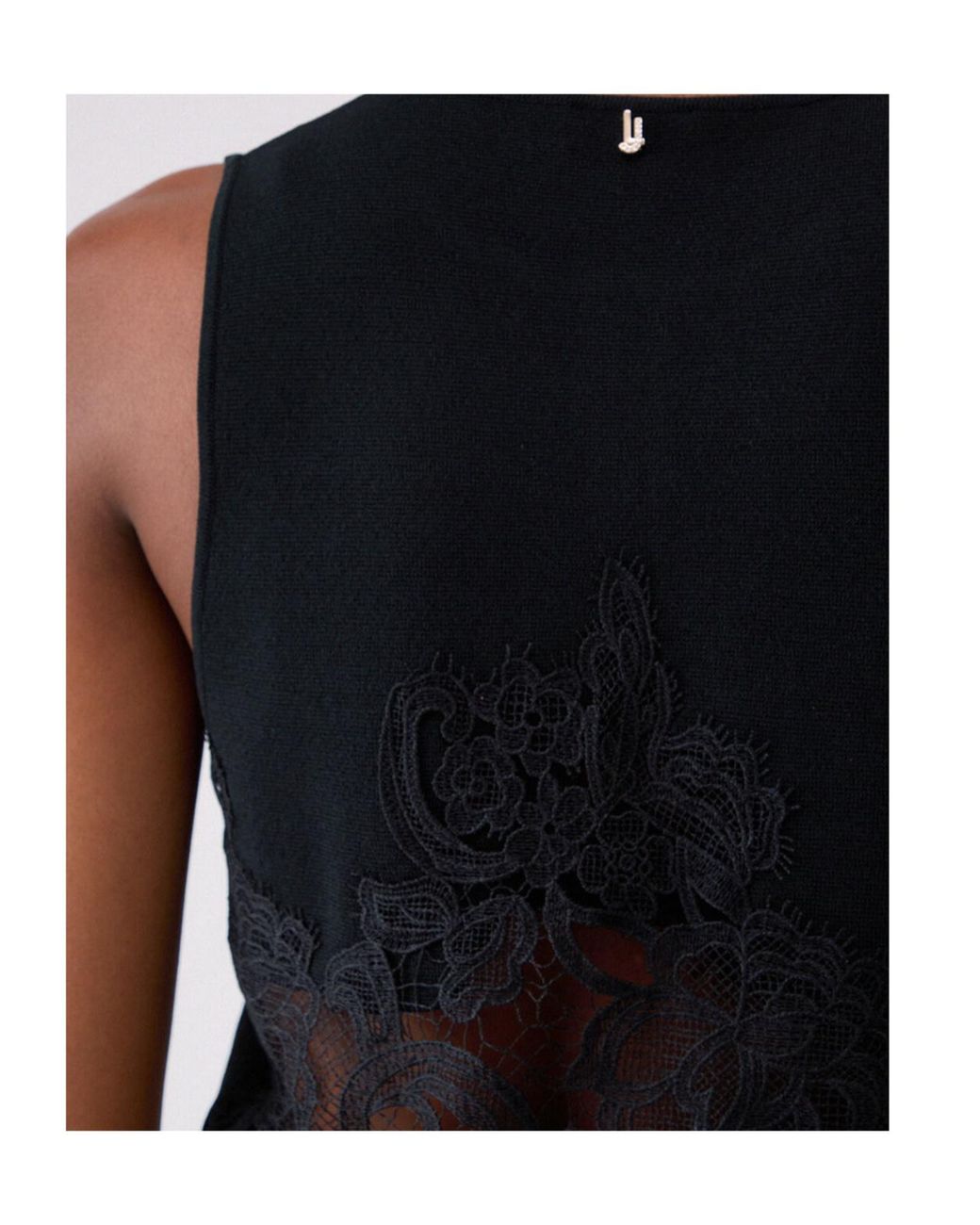 Liu Jo Black Lace-Panel Button-Fastening Waistcoat