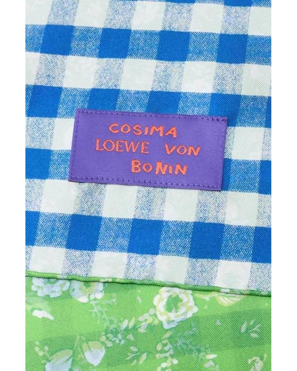 Loewe Green Floral-Print Gingham Scarf