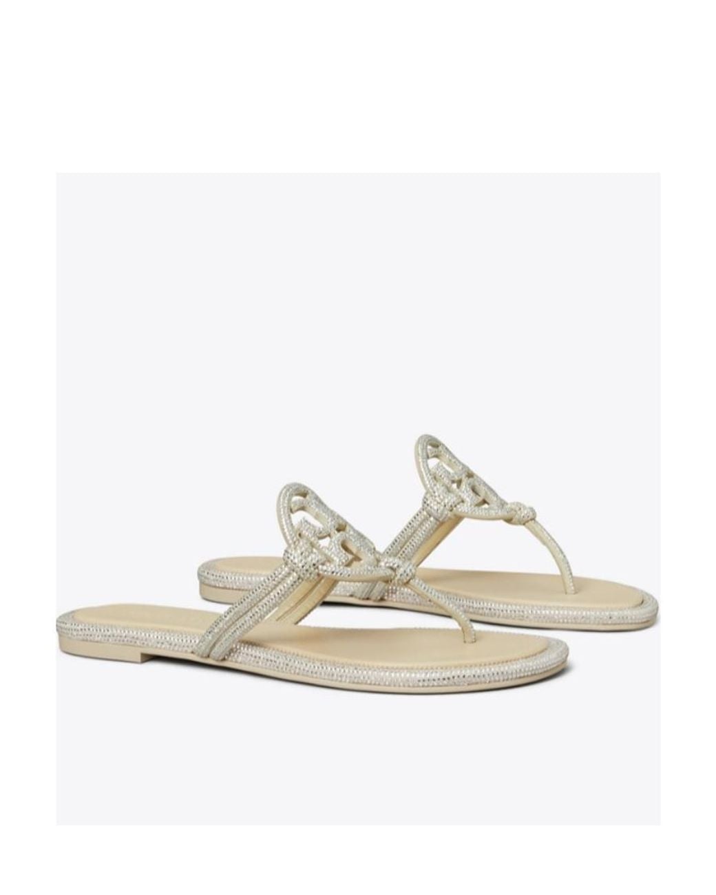 Tory Burch Metallic Miller Pavé Embellished Thong Slippers