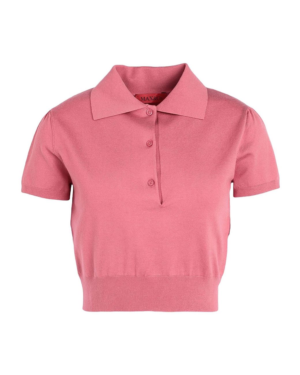 MAX&Co. Pink Solid Color Polo Shirts