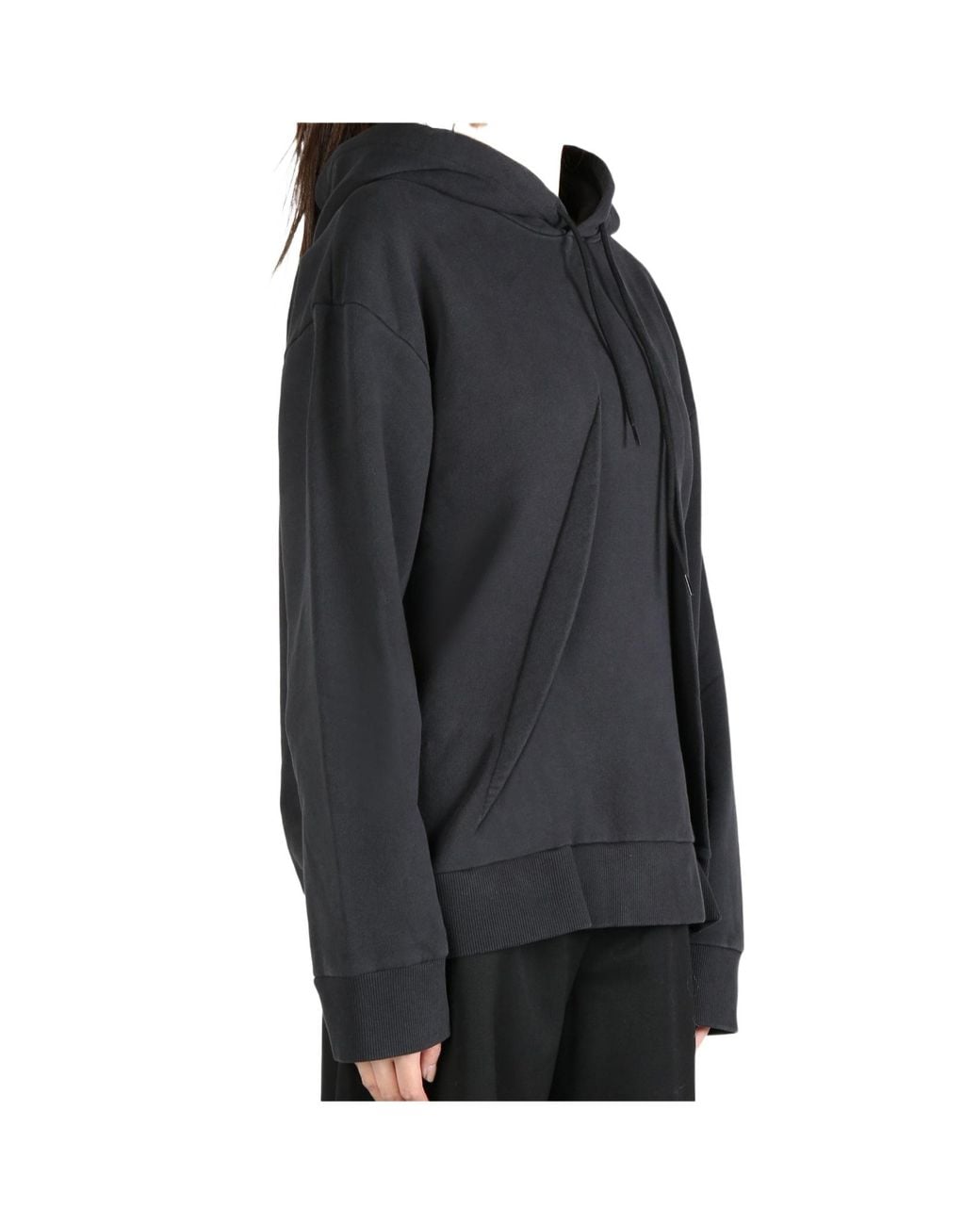 MM6 by Maison Margiela Black Pleat Detailed Drawstring Hoodie
