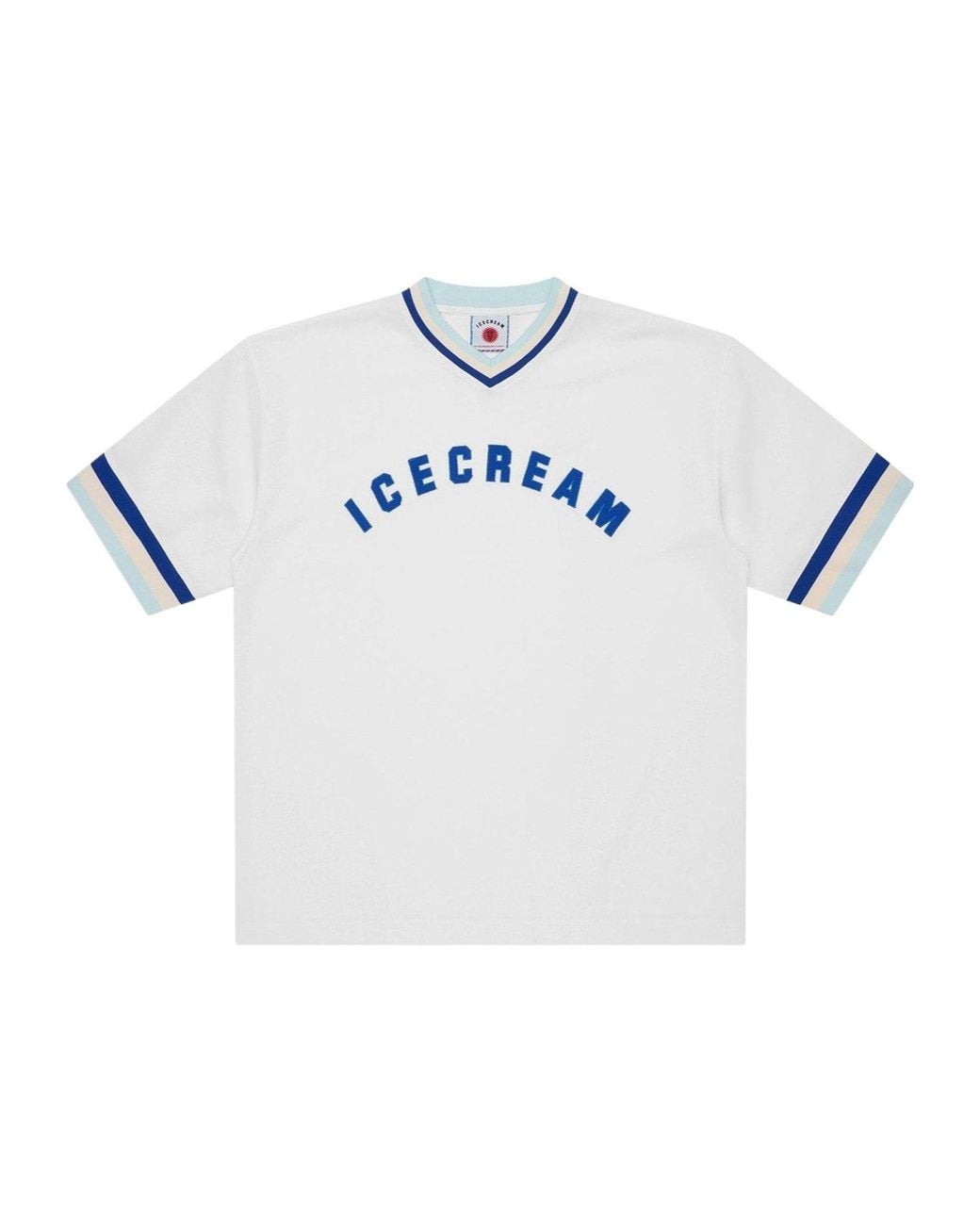 ICECREAM White V-Neck Short-Sleeved T-Shirt for men