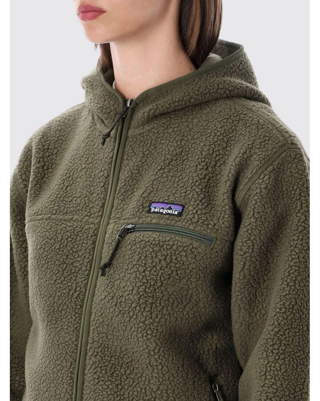 Patagonia Green Teddy Fleece Hooded Jacket