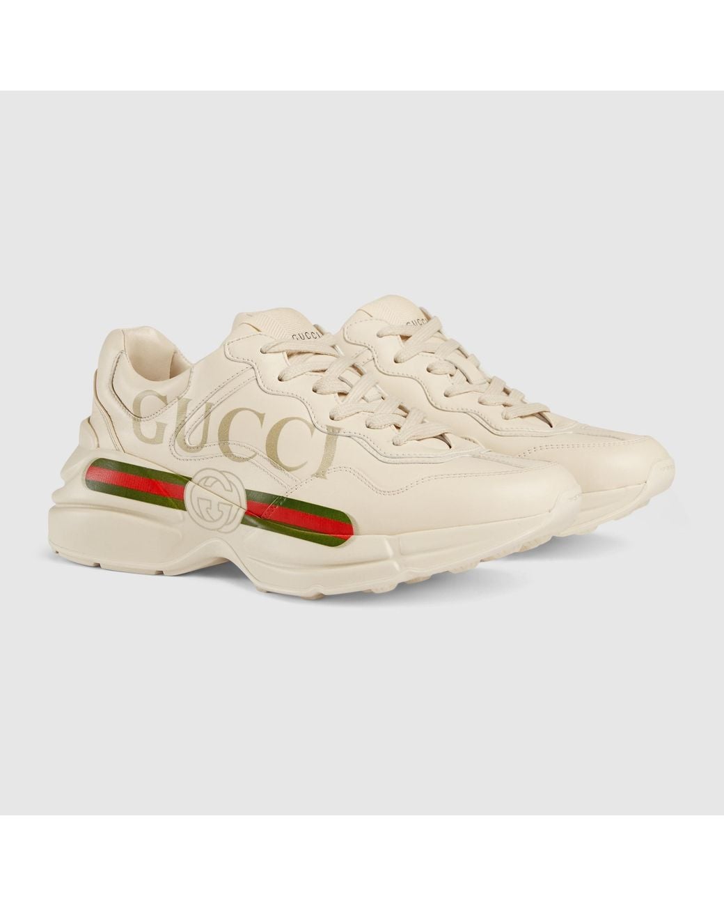 Gucci White Rhyton Sneakers