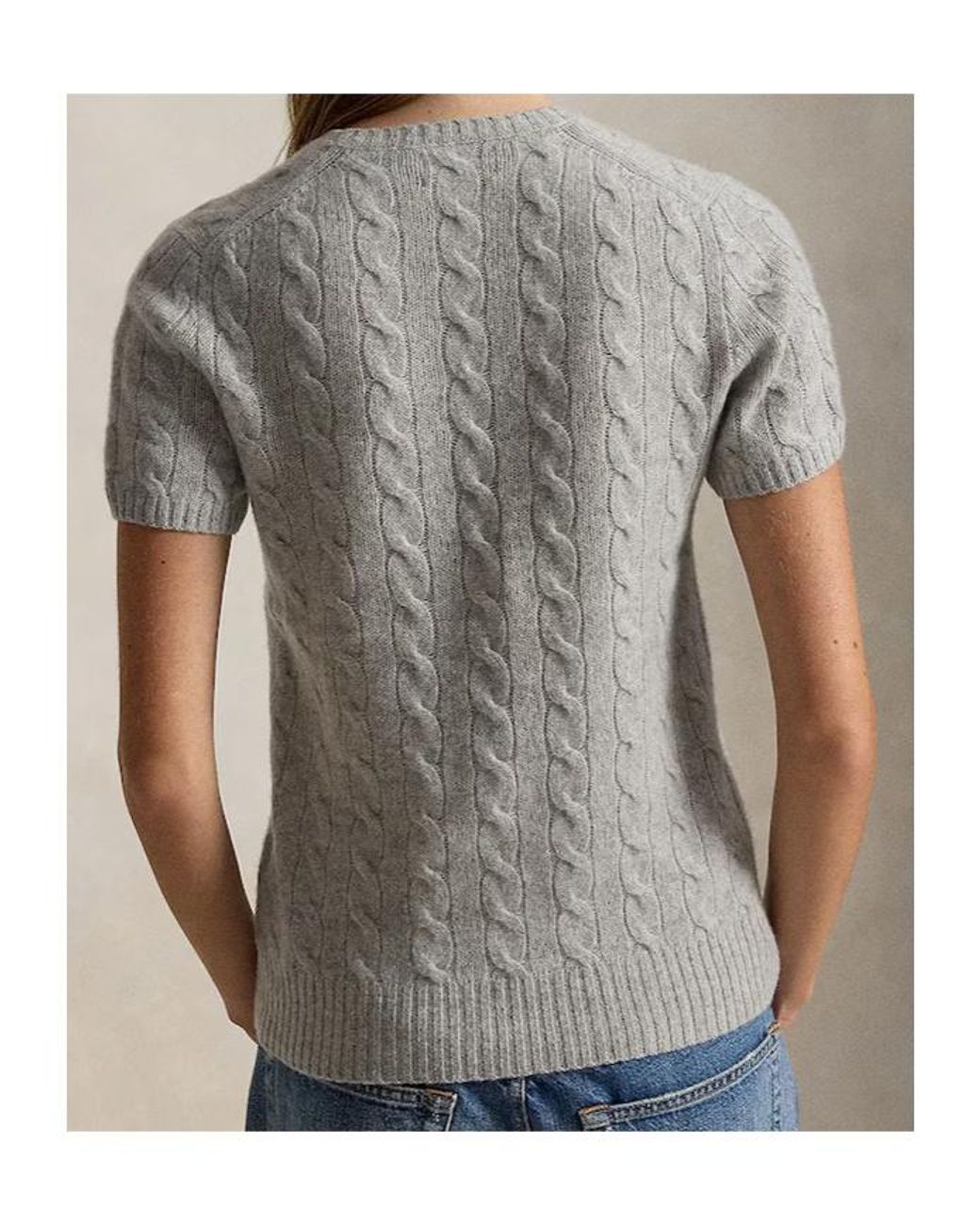 Polo Ralph Lauren Gray Cable Knit Short-Sleeved Jumper