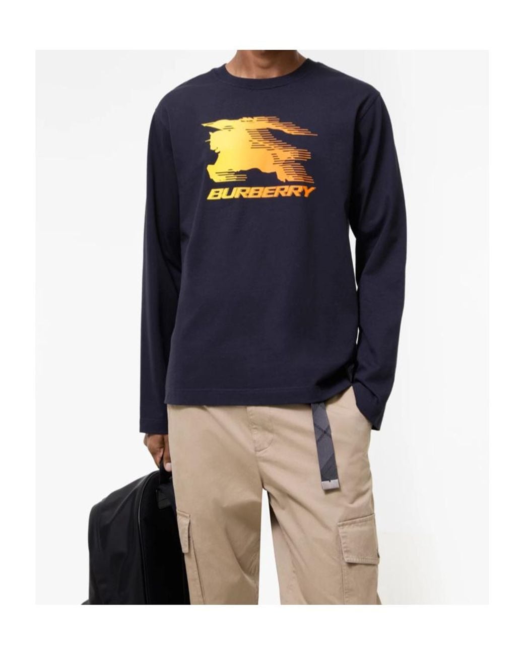 Burberry Blue Long-Sleeve Knight Cotton T-Shirt for men